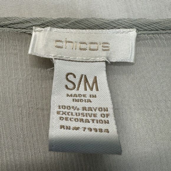 Chico’s Kimono Top Poncho Ombré Blue Sheer Cover Up Kaftan Blouse Beaded M/L - Picture 5 of 8